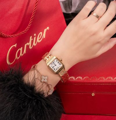 Cartier 316L Steel 24MM Case Woman White Watch